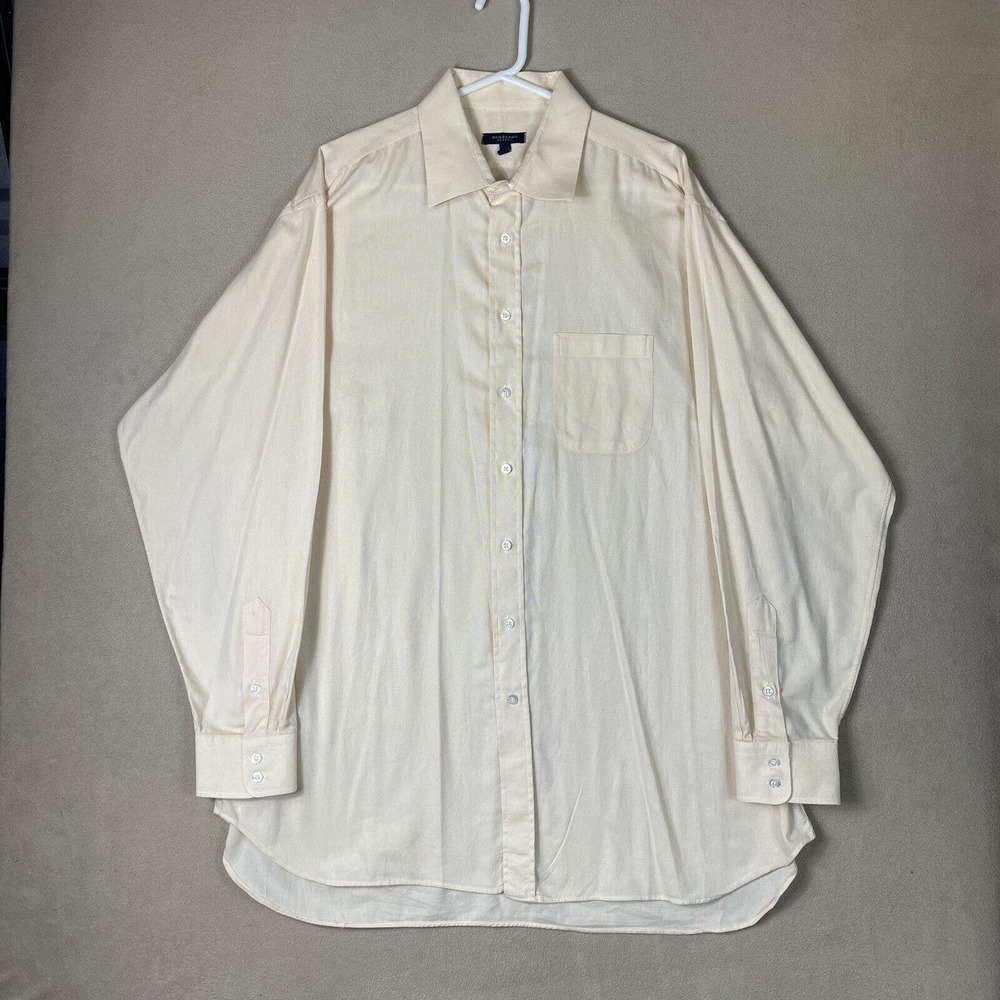 Burberry London Shirt Mens 18 Tall Yellow Button‎ Up Long Sleeve Preppy Adult